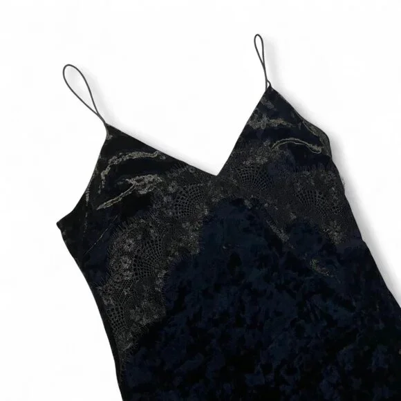 Black Topshop Velvet Lace Slip Dress - Picture 2 of 8